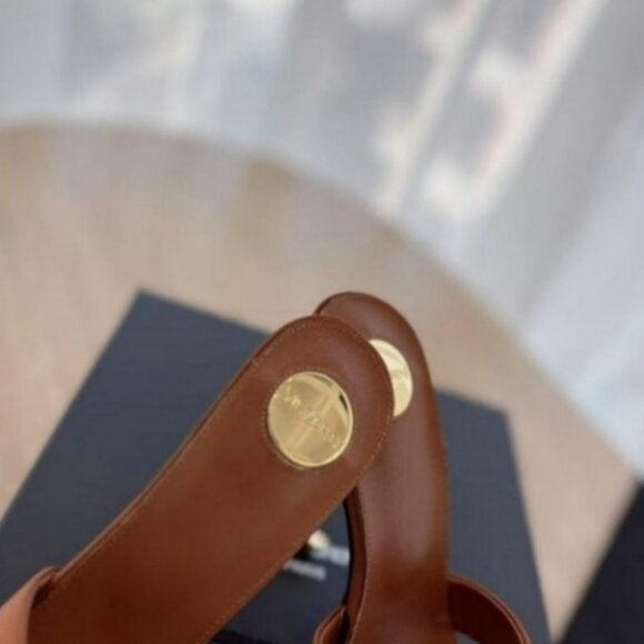 Premium Brown YSL Heeled Sandals with Logo - Picture 6 of 6